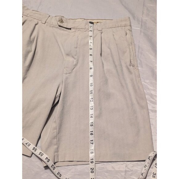 Vintage Tommy Bahama Men's Khaki Pleated Relaxed Fit Silk/Cotton Shorts Size 35 - Picture 14 of 16